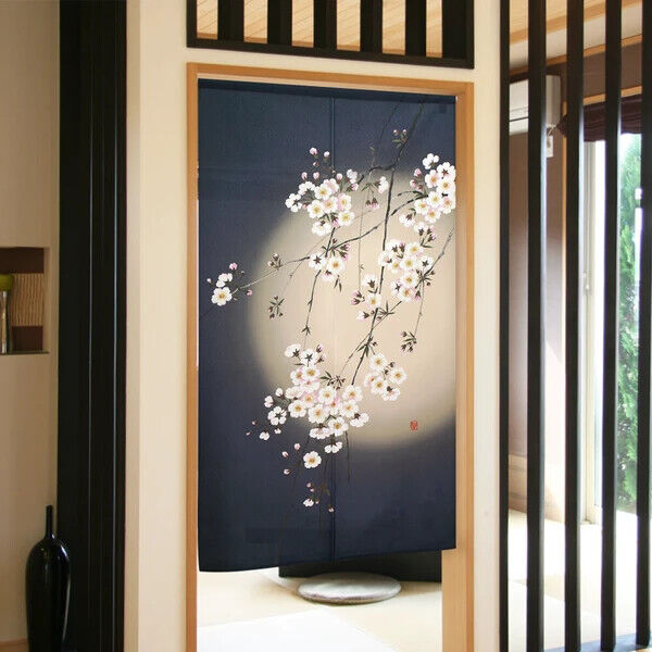 Made to order Premium Japanese Noren Door Decorate Curtain Night Cherry Blossoms
