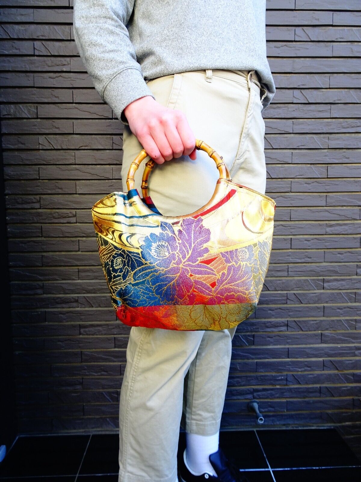 Handmade Japanese Kimono Handbag, Vintage Silk, Elegant Granny Bag, Unique Gift