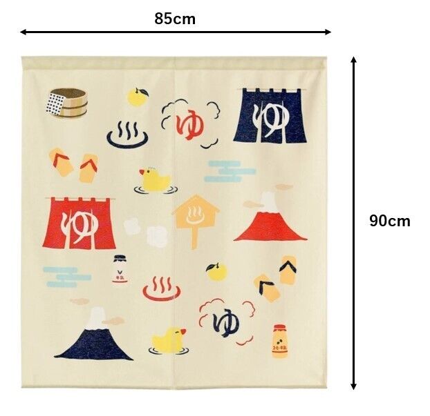 Onsen Hot Spring& Mt. Fuji Japanese Noren Door Curtain Room Divider 85×90cm