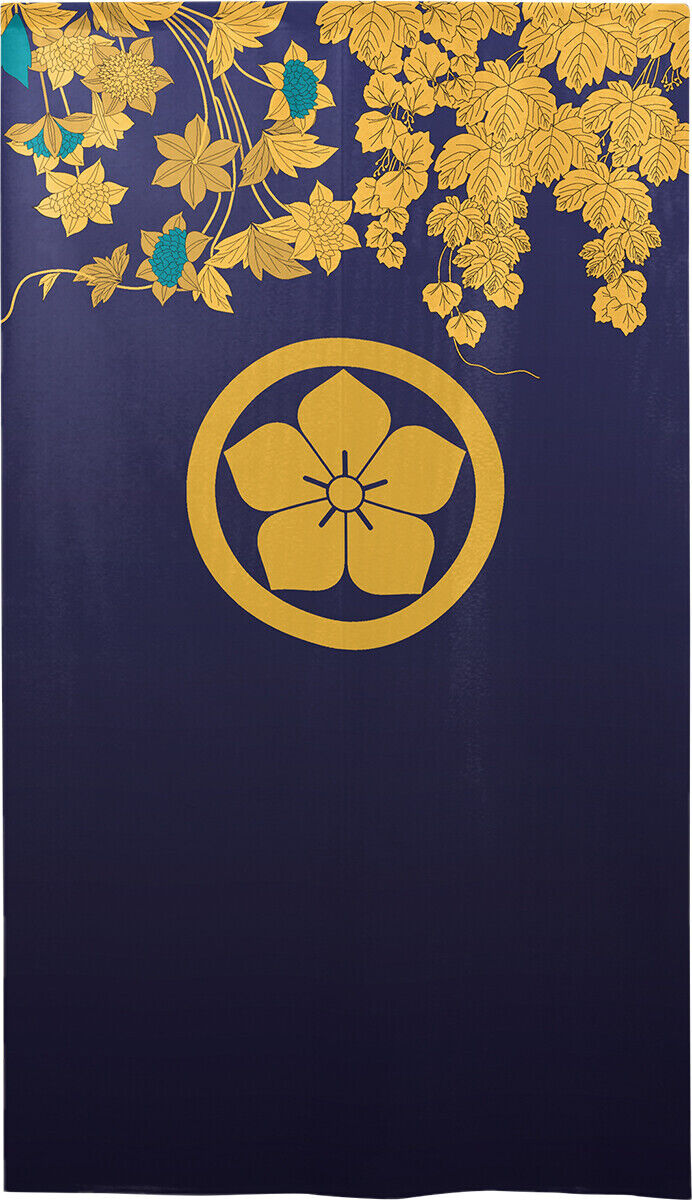 Kamon Japanese Family Crest Noren Door Curtain Room Divider - Bellflower