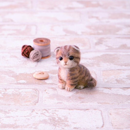 Hamanaka Needle Felting Kit: Crafting Cute Animals with Wool - Scottish fold cat