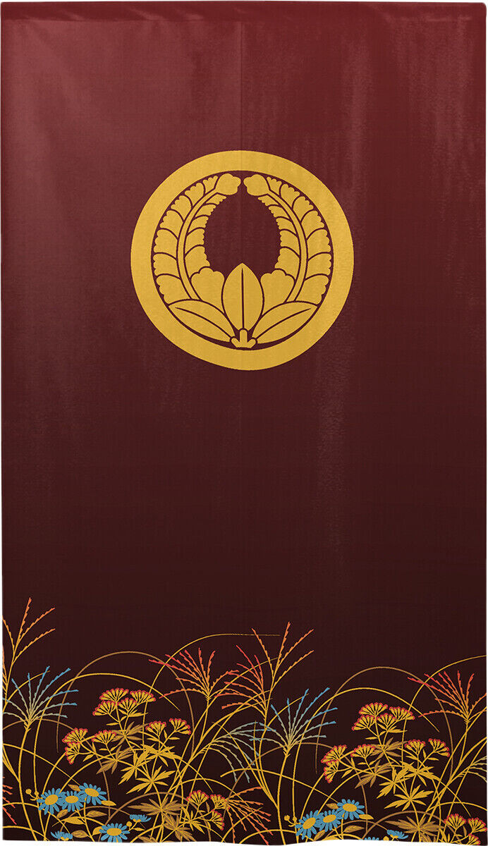 Kamon Japanese Family Crest Noren Door Curtain Room Divider - Rising Wisteria
