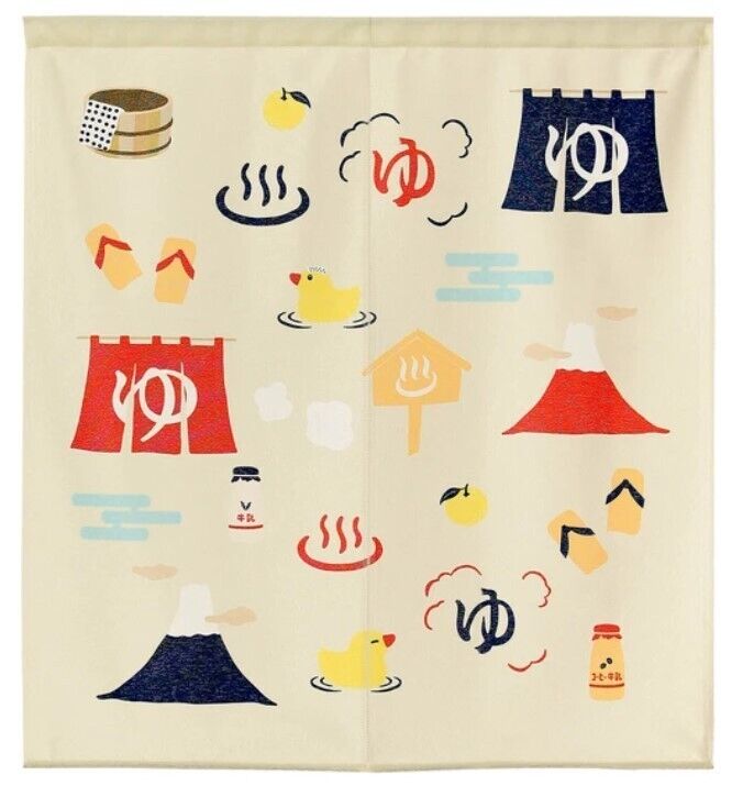 Onsen Hot Spring& Mt. Fuji Japanese Noren Door Curtain Room Divider 85×90cm
