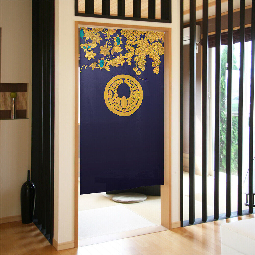 Kamon Japanese Family Crest Noren Door Curtain Room Divider - Rising Wisteria
