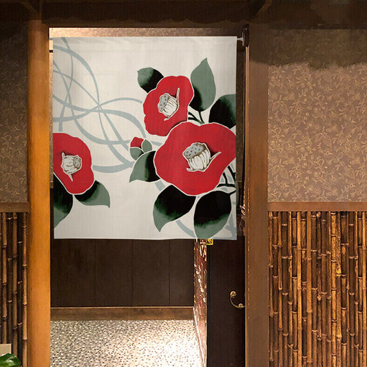 Made to order Short Size Japanese Noren Door Curtain Streamlined Camellias