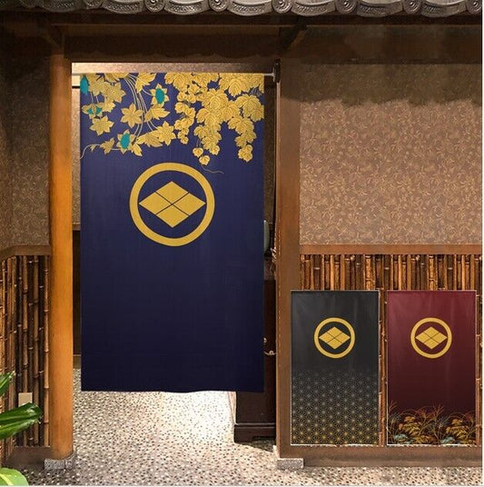 Kamon Japanese Family Crest Noren Door Curtain Room Divider - Takeda Diamond