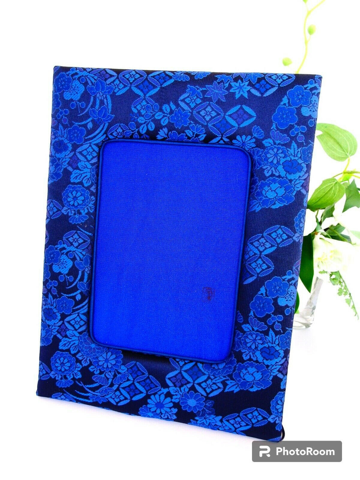 Handcrafted Japanese Kimono Photo Frame, Blue, Unique Oriental Decor Gift Item