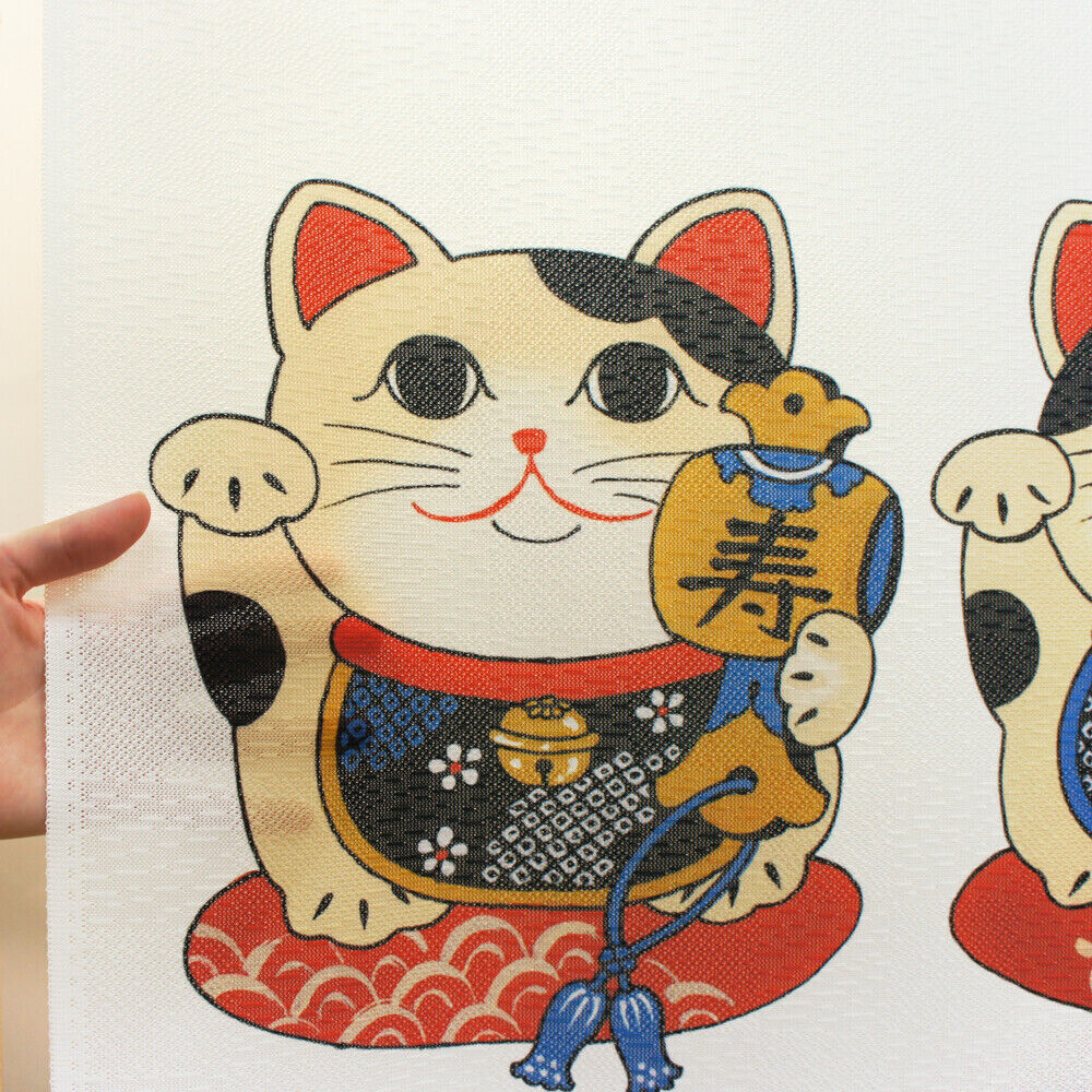 Made to order Premium Japanese Noren Door Curtain Triple Lucky Cats Maneki-neko