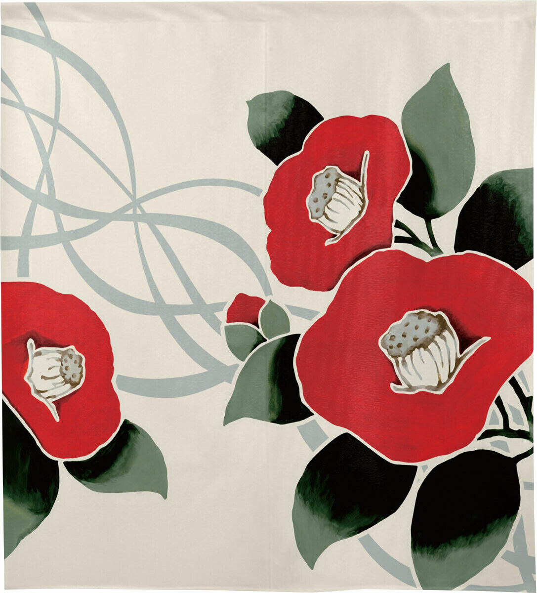 Made to order Short Size Japanese Noren Door Curtain Streamlined Camellias