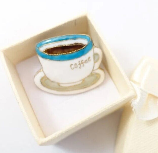 Coffee Cup - Japanese cloisonné enamel Pin Badge Brooch Made-to-order NEW