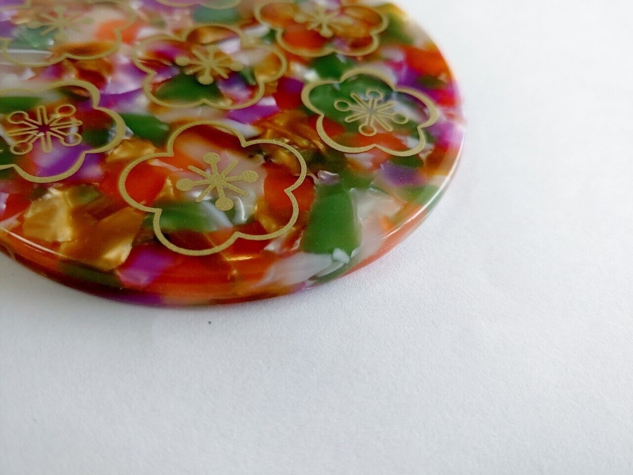 Japanese Plum Blossom Compact Hand Mirror - Traditional Pattern | Unique Gift