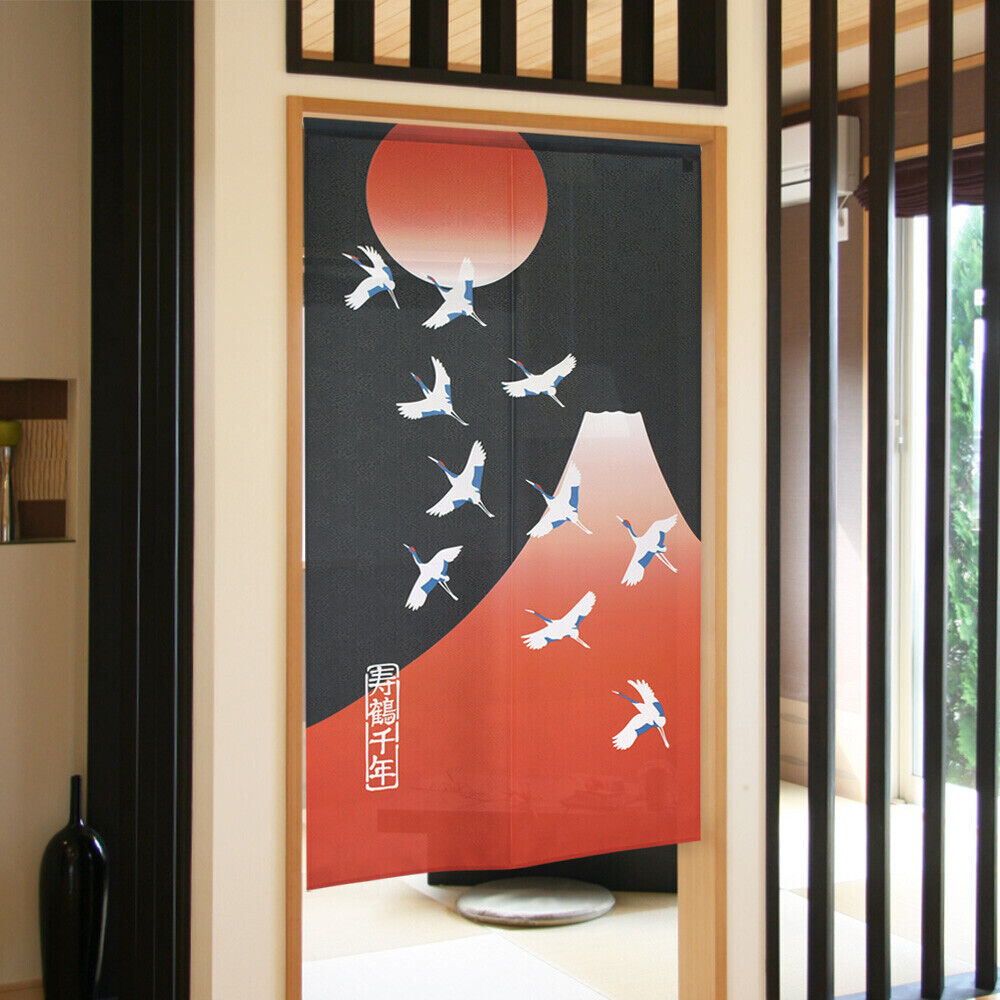 Made to Order Premium Japanese Noren Door Curtain Room Divider：Crane Fortune