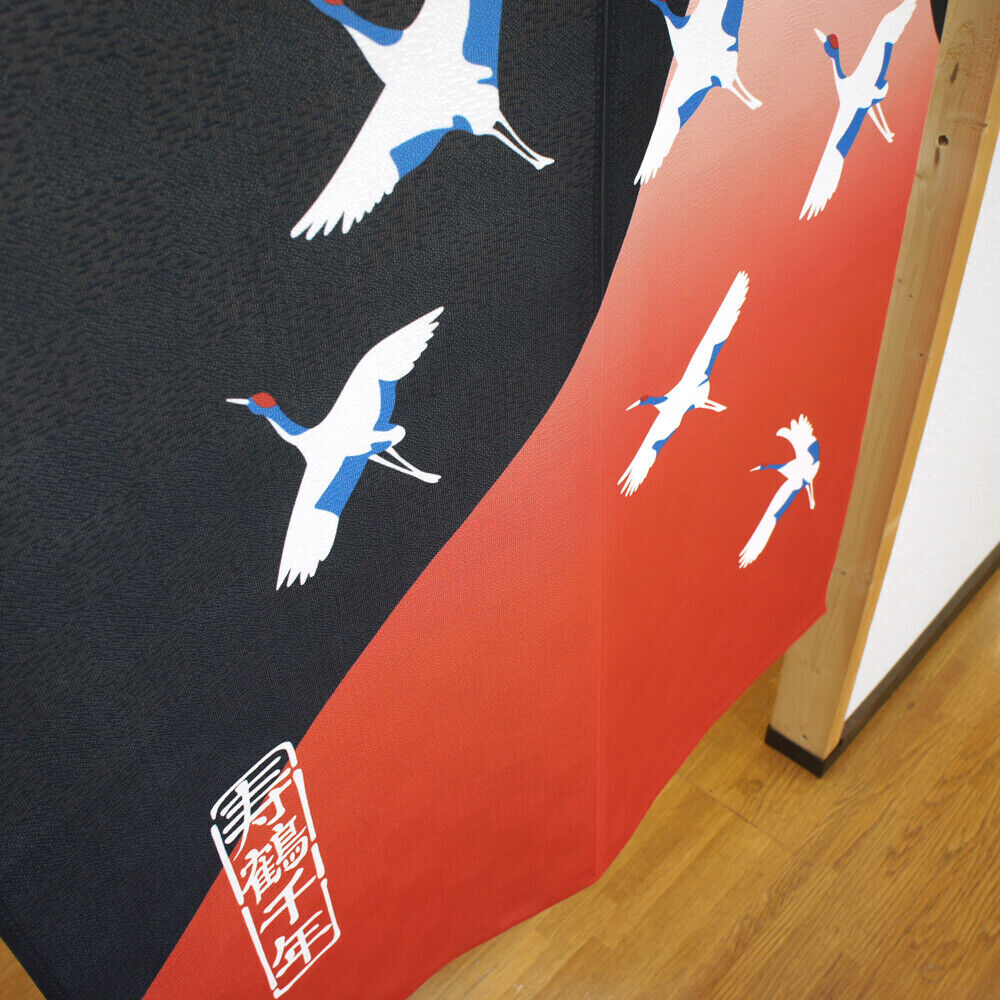 Made to Order Premium Japanese Noren Door Curtain Room Divider：Crane Fortune