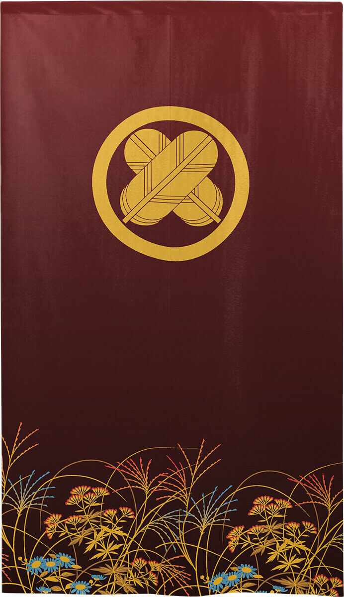 Kamon Japanese Family Crest Noren Door Curtain Room Divider - Hawk Wings