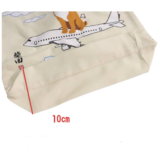 Shiba Inu "Shibata-san" A4 size Cotton Tote bag : Airplane.