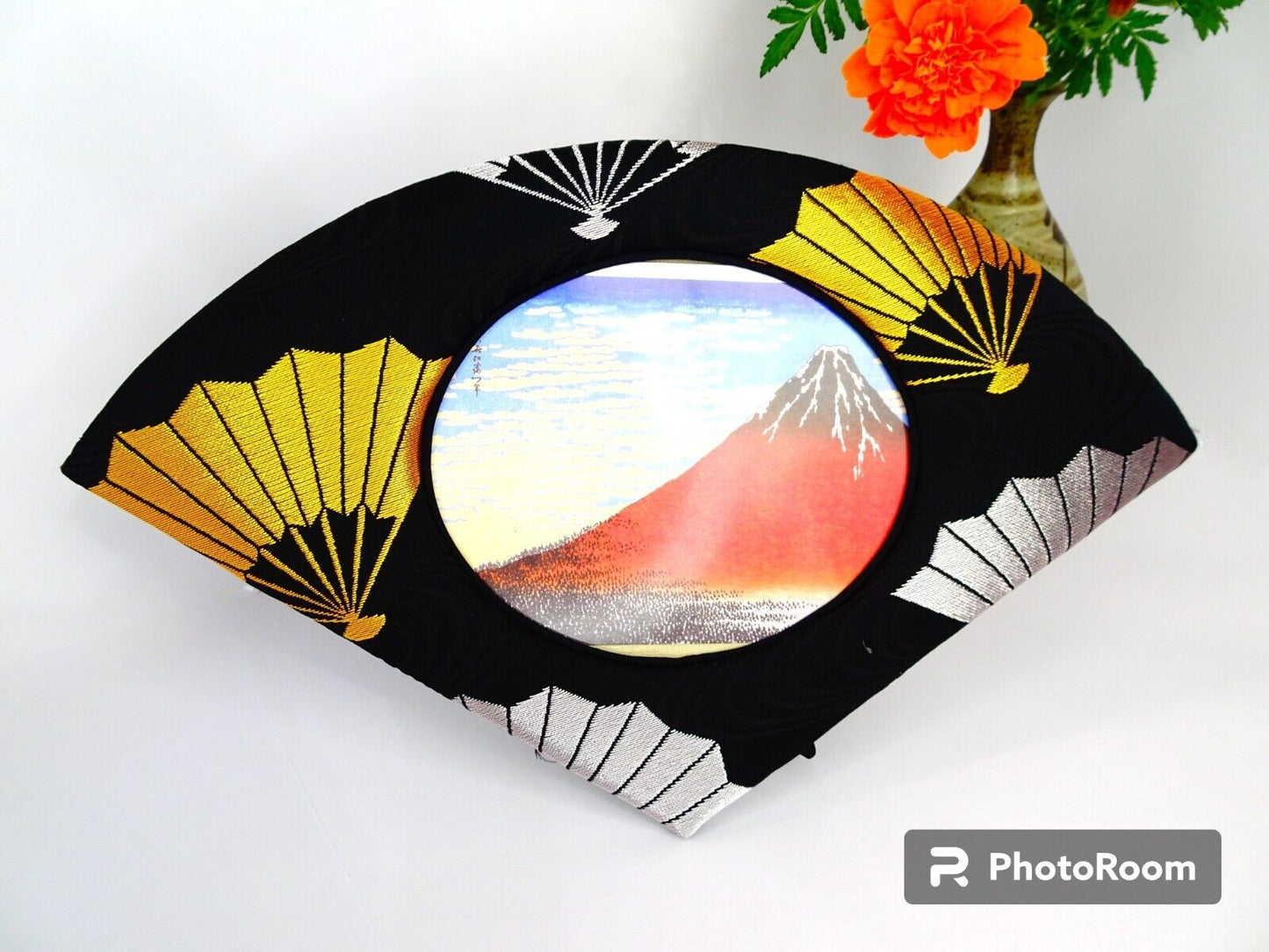 Handcrafted Japanese Kimono Photo Frame, Fan, Unique Oriental Decor Gift Item