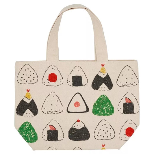 FRIENDSHILL Onigiri Rice Ball Design Cotton Canvas Mini Tote Bag Lunch Bag