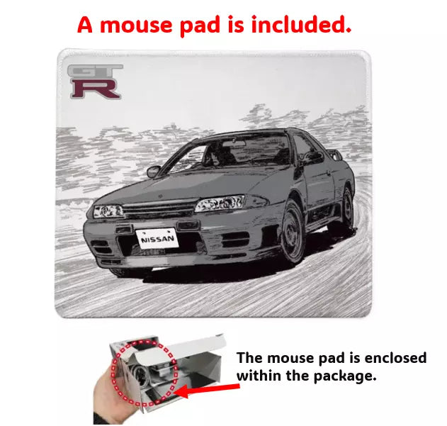 Nissan Skyline GT-R BNR32 Wireless Bluetooth Mouse with Mouse Pad