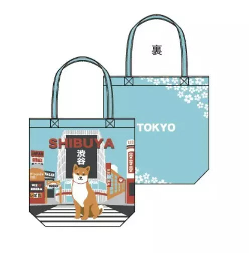 FRIENDSHILL Shiba Inu "Shibata san" A4 Size Cotton Tote Bag : Shibuya Crossing