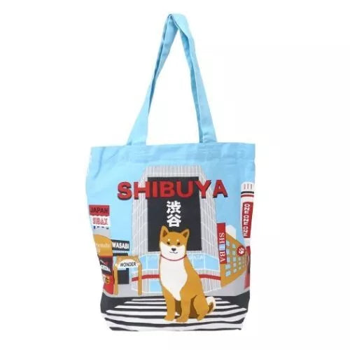 FRIENDSHILL Shiba Inu "Shibata san" A4 Size Cotton Tote Bag : Shibuya Crossing