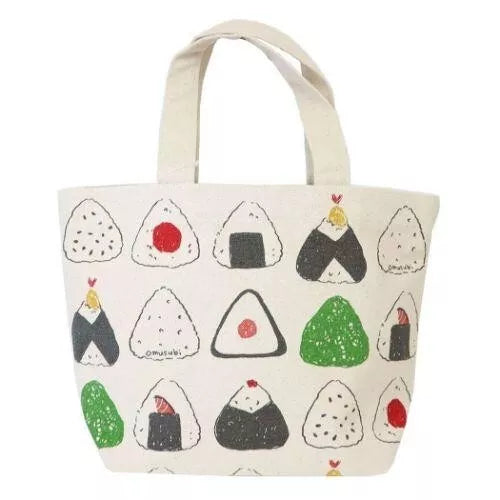 FRIENDSHILL Onigiri Rice Ball Design Cotton Canvas Mini Tote Bag Lunch Bag